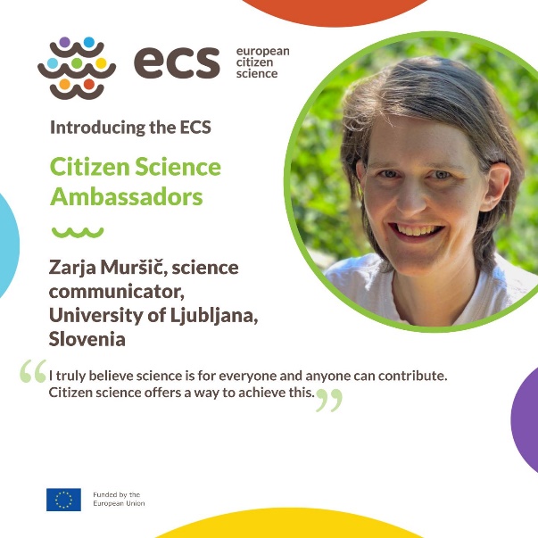 Slika 1: Ambasadorka občanske znanosti dr. Zarja Muršič (vir: ECS)
